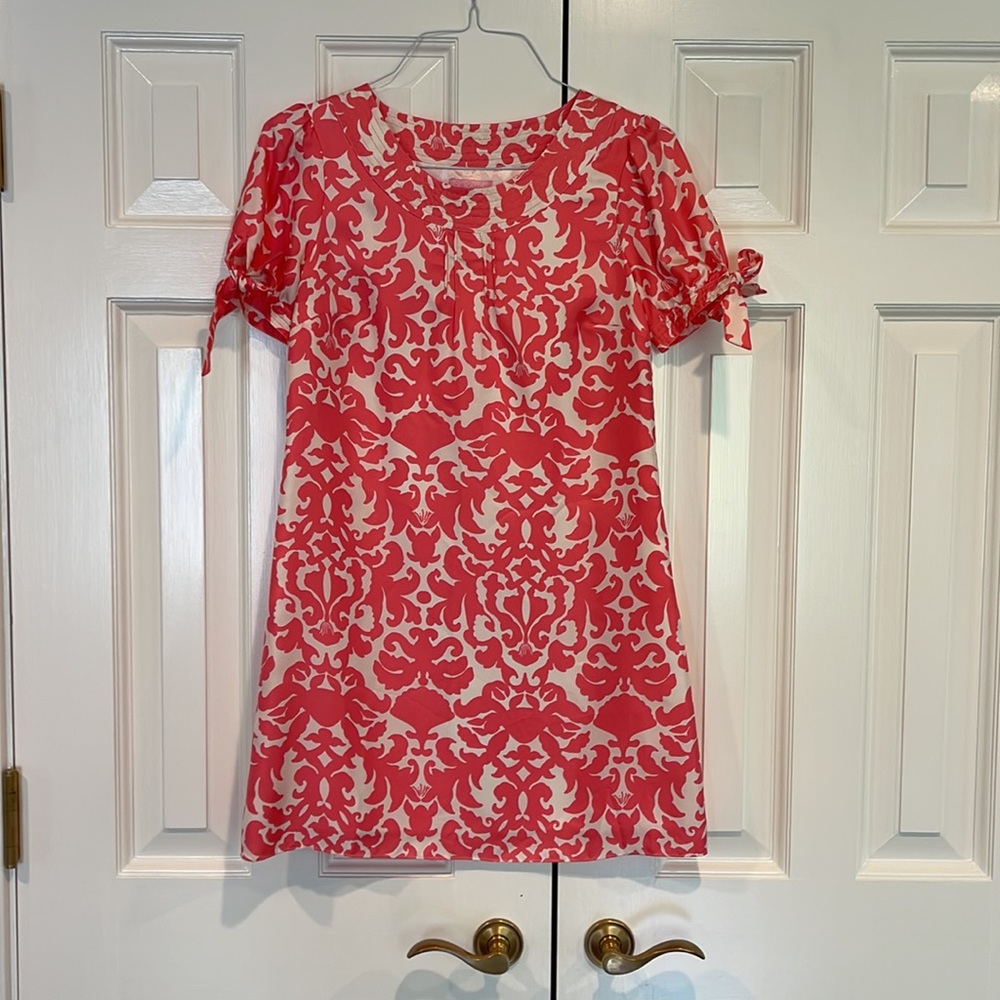 Vintage Lilly Pulitzer silk mini dress size 2 coral and white
